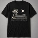 Beach Volleyball Palm And Net Unisex T-Shirt - Black