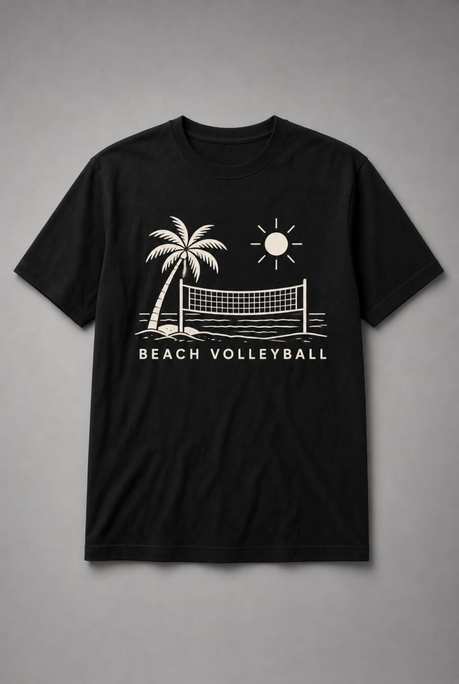 Beach Volleyball Palm And Net Unisex T-Shirt - Black