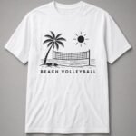 Beach Volleyball Palm And Net Unisex T-Shirt - White