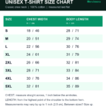 Unisex T-shirt size chart